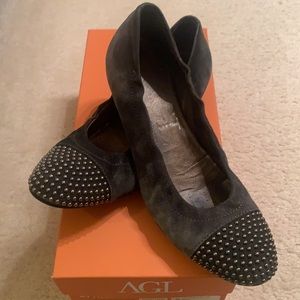 AGL Blakey Studded Cap Toe Ballet Flat Shoes